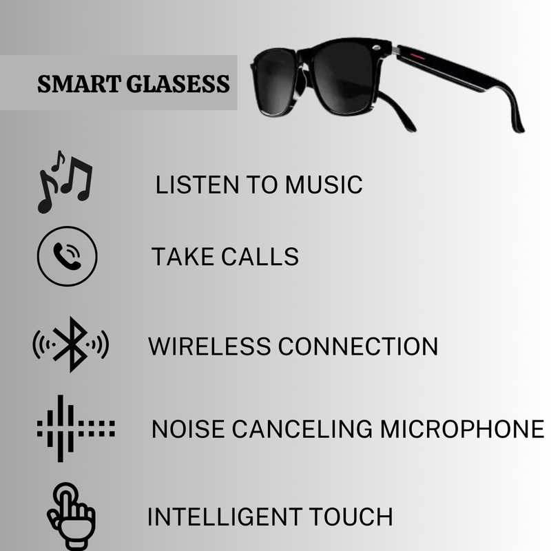 Smart Glasses Built-in Mic Speakers Touch & Voice Assistant Music - FOR MEN & WOMEN